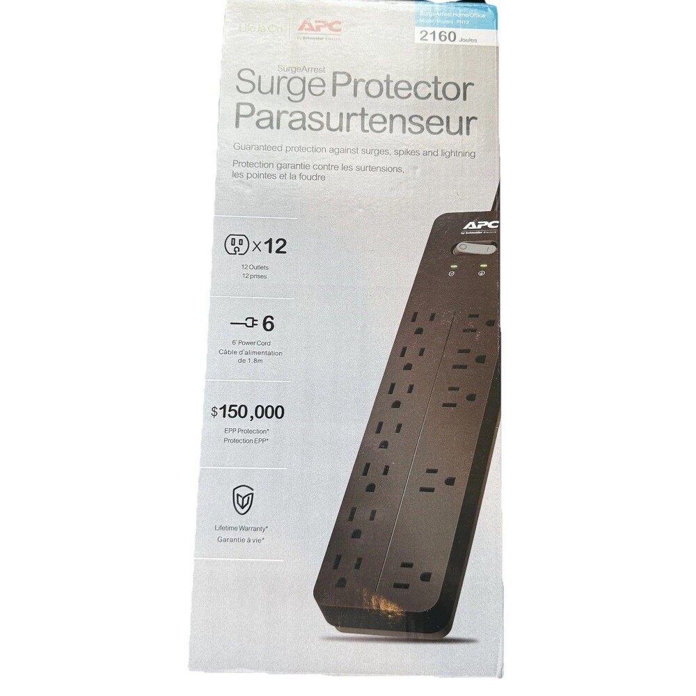 APC SurgeArrest 12 Outlet Surge Protector 2160 Joules 6ft Cord NEW in Box